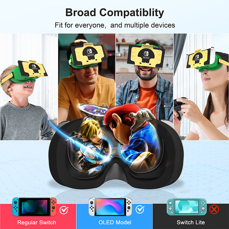 DEVASO Adjustable VR Headset Glasses for Nintendo Switch/ Switch OLED Controller Game Accessories