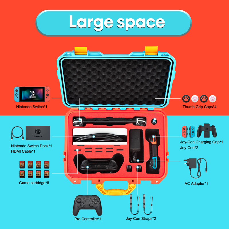 DEVASO Hard Waterproof Carrying Case handheld game console storage case for Nintendo Switch/ Switch OLED Game accessories