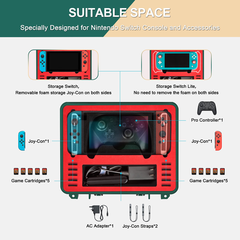 DEVASO Compact Waterproof Game Accessory Storage Case for Nintendo Switch/ Switch OLED