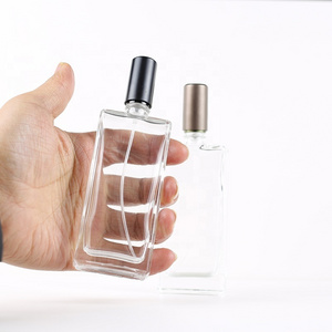 Wholesale Luxury 50 ml Clear Recycled Empty Square Shape Spray Glass Bottles Refillable Perfume Bottle 50ml