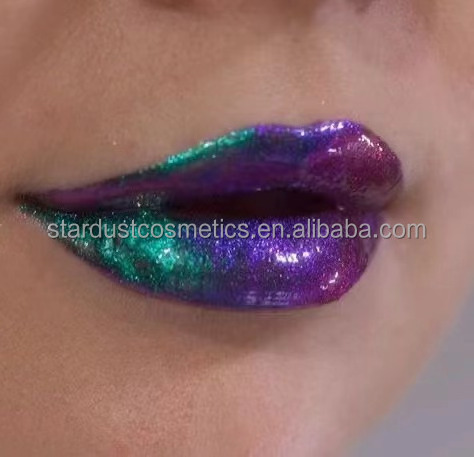 custom logo glitter Multichrome Chameleon Shimmer Liquid Lipstick  Metallic Effect Shine Color Changing Multi Chrome Lip Gloss