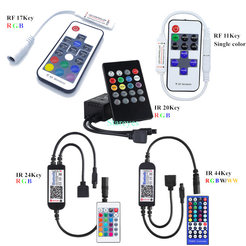 Free shipping 100 Pieces LED strip RGB RGBW Remote controller IR 40 44 Key RF 11 17 Key 2.4G RF WIFI Control SMD 5050 3528 Strip