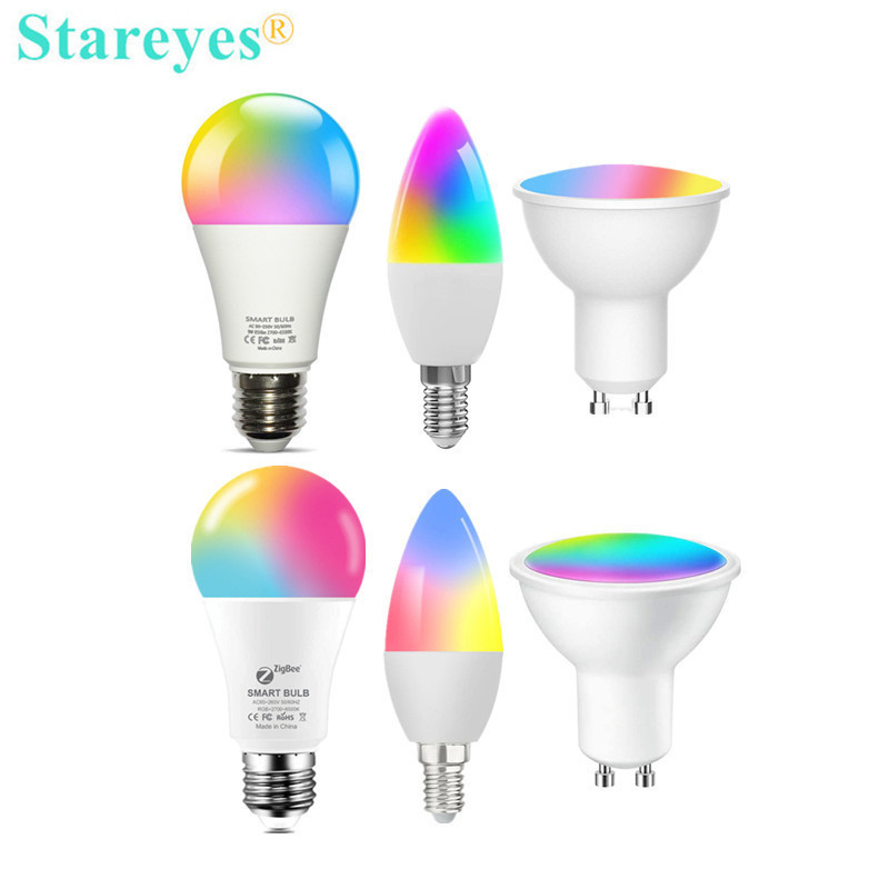 100 Pcs Tuya Smart WiFi Zigbee RGBCCT E27 9W LED Bulb E14 5W LED Candle light GU10 5W LED Spot light lamp Alexa Home Siri Alice