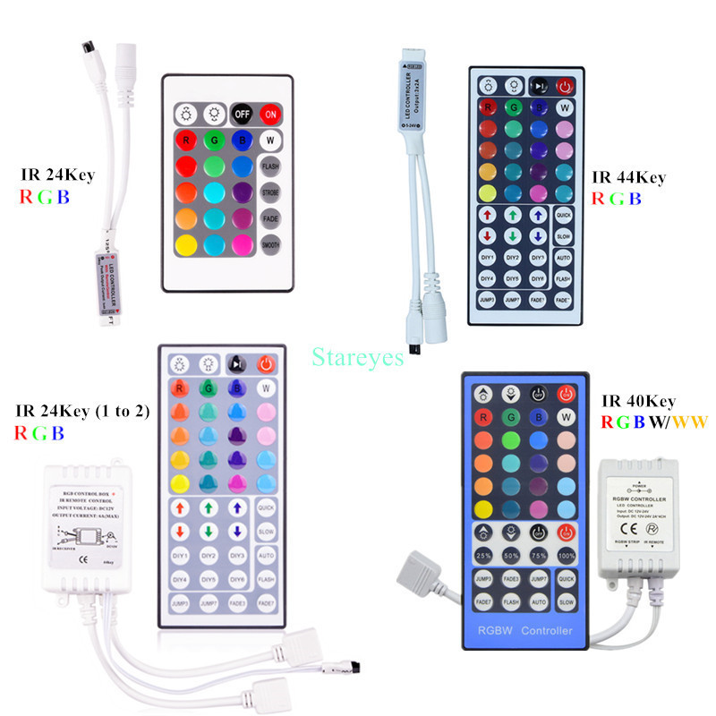 Free shipping 100 Pieces LED strip RGB RGBW Remote controller IR 40 44 Key RF 11 17 Key 2.4G RF WIFI Control SMD 5050 3528 Strip