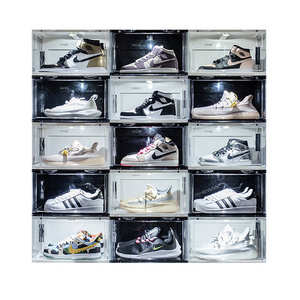 wholesale led shoe boxes jordan drop front shoes rack box packaging cabinet storage with magnetic door for men boxes