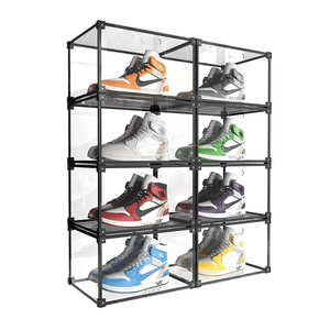 Clear sneaker crates display Shoe Boxes Shoe Storage Box Acrylic transparent sneaker box stackable