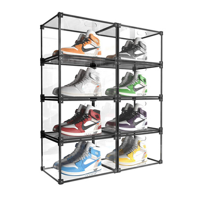 Clear sneaker crates display Shoe Boxes Shoe Storage Box Acrylic transparent sneaker box stackable