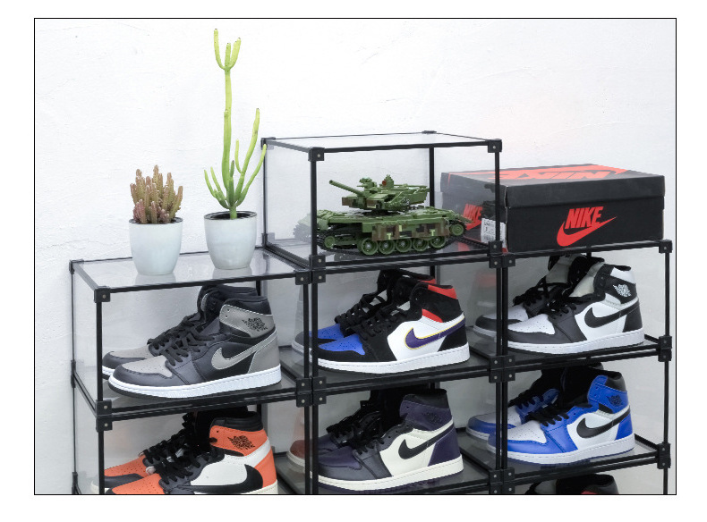 Clear sneaker crates display Shoe Boxes Shoe Storage Box Acrylic transparent sneaker box stackable