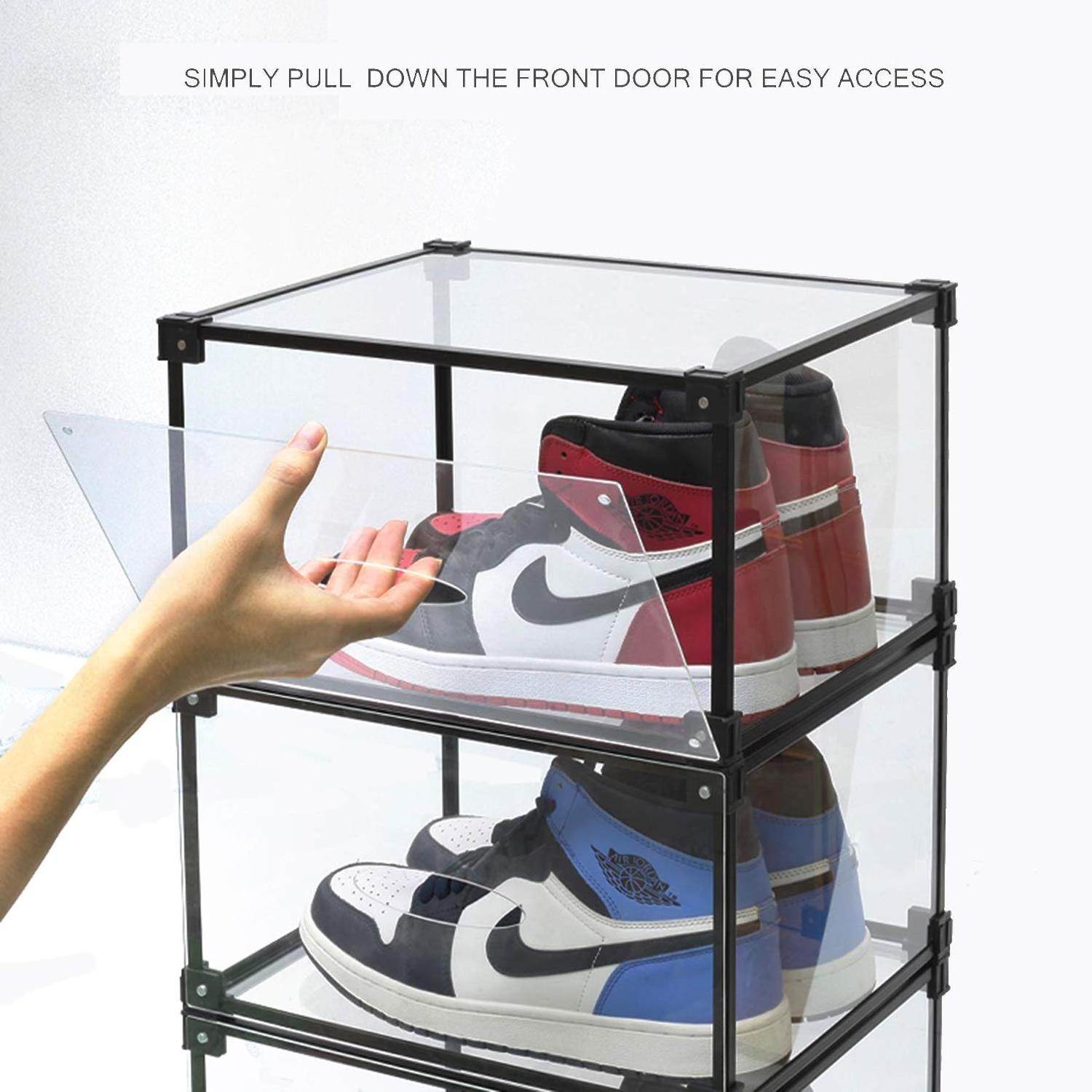 Clear sneaker crates display Shoe Boxes Shoe Storage Box Acrylic transparent sneaker box stackable