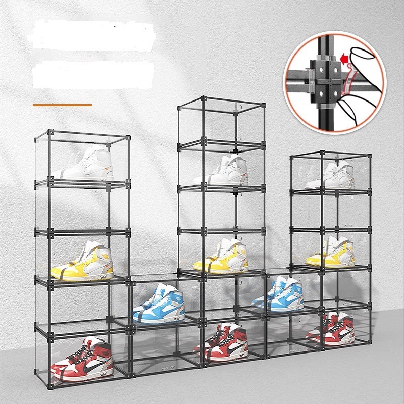 6Pcs Plastic Shoes Case Thickened Transparent Drawer Case Plastic Shoe Boxes Stackable Box Shoe Organizer