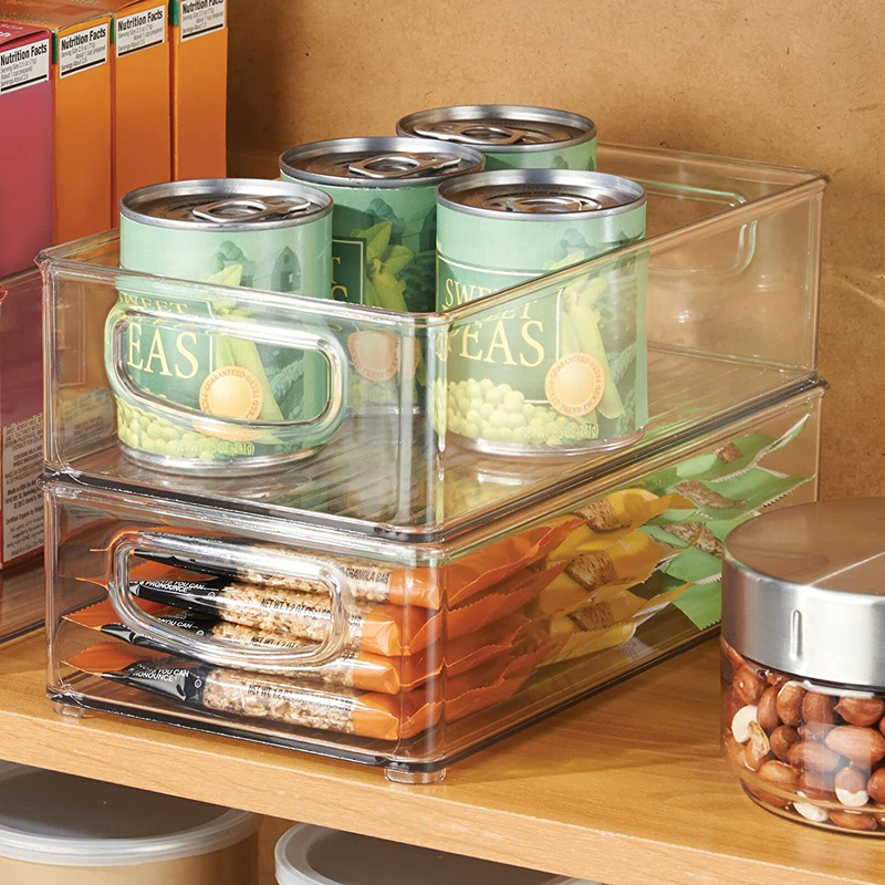 Transparent Plastic Pet Fridge Organizers Boxes Containers Kitchen Cabinets Clear Pantry organizer for Refrigerator