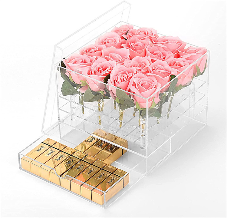 Factory wholesale Premium Water tight Clear Acrylic Flower Box For 9 Roses Display