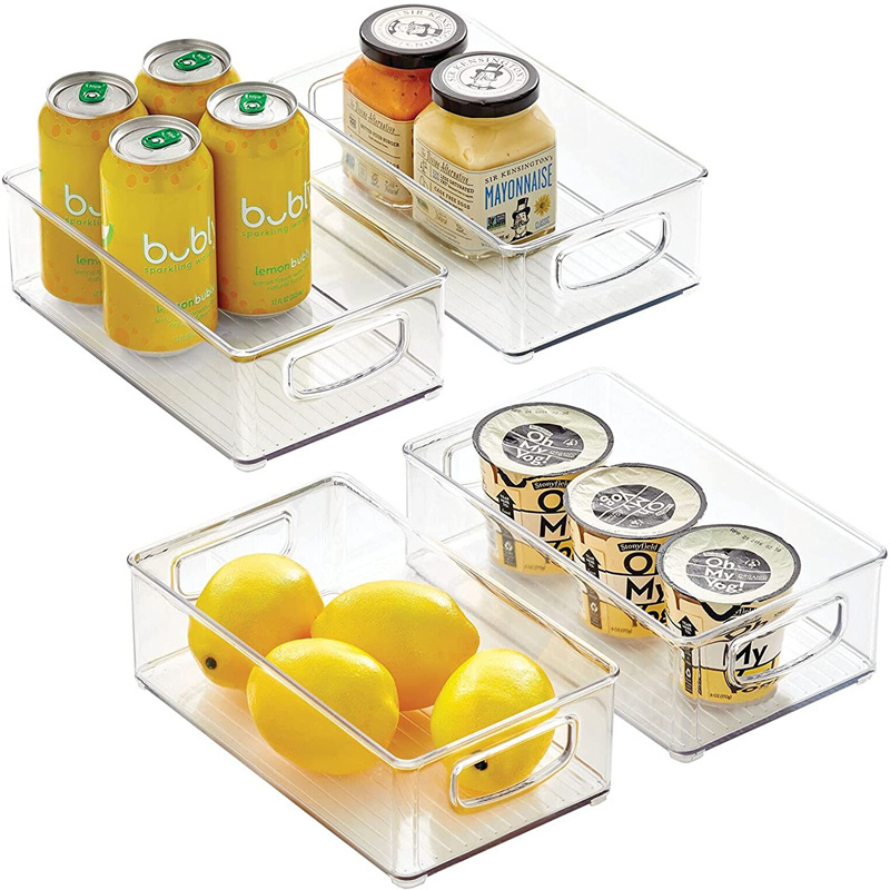 Transparent Plastic Pet Fridge Organizers Boxes Containers Kitchen Cabinets Clear Pantry organizer for Refrigerator