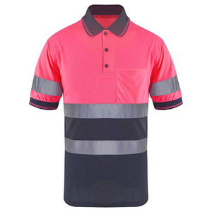 2024 Reflective Work Wear Hi Vis Polo Shirts For Work Safety Polo Shirt Reflective Tape Short Sleeve Polo T Shirt