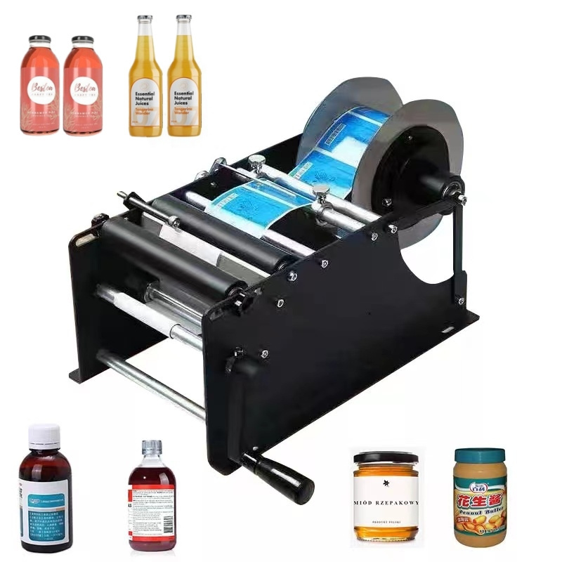 Semi-Automatic Round Bottle Labeling Machine For Plastic Bottles Portable Hand-Held Label Printer Sticker Label Machine