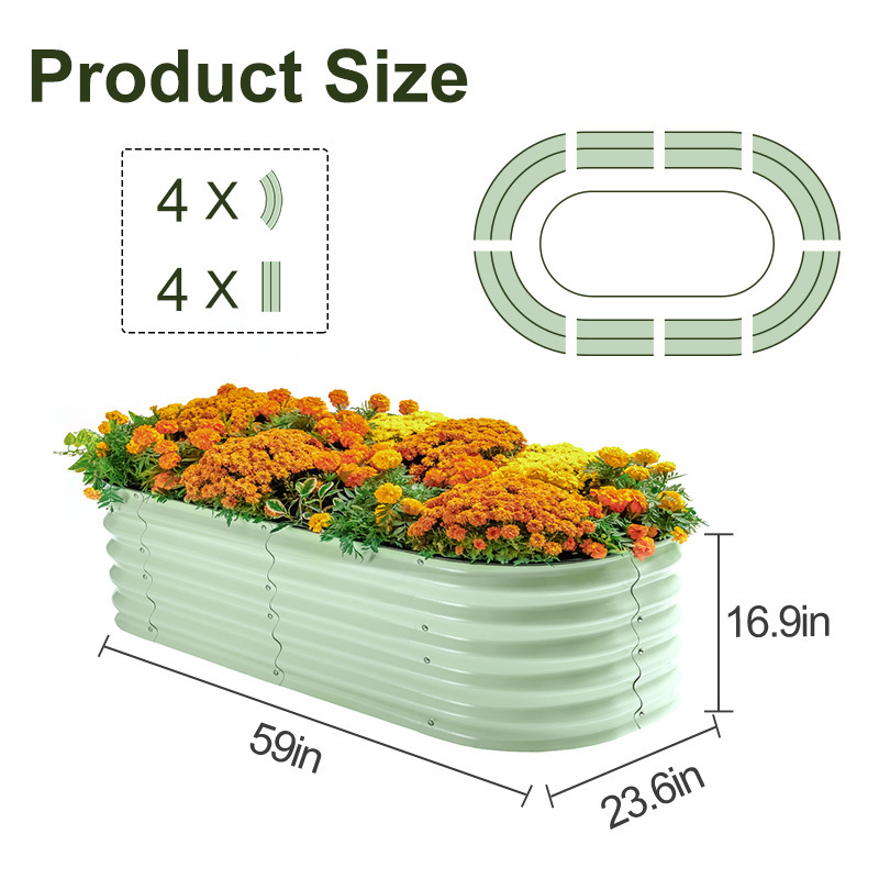 Modern Flower Pots Galvanized Raised Garden Bed Kit Outdoor 4-in-1 Plant Pots For Vegetable