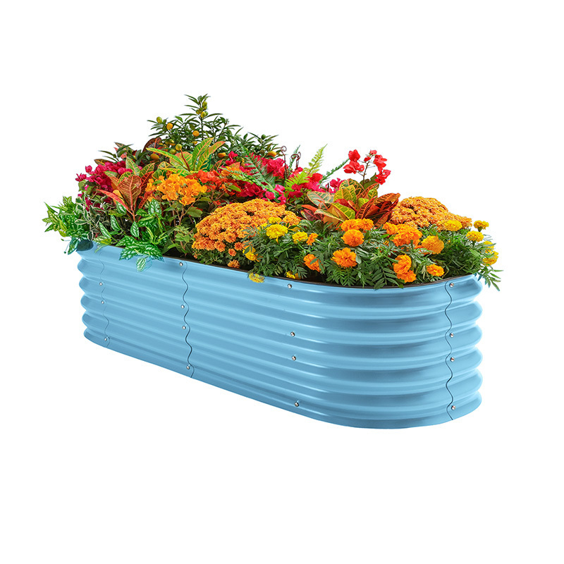 8 In 1 Outdoor Metal Galvanized Raised Garden Bed Modular Planter Box flower Corrugated Steel Pot