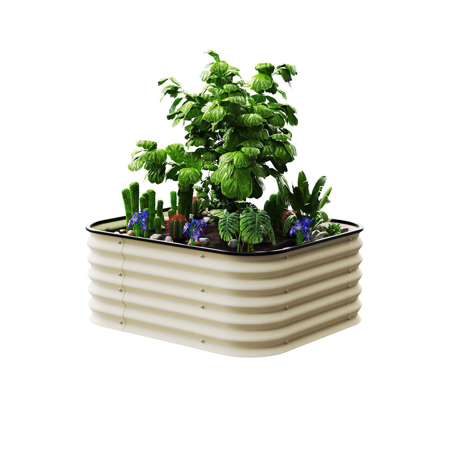 Varisized Round Large Stock Tank Herb Box Planter Planter Garden Boxes Kit For Tomato Flowers Fruits Herbs Round