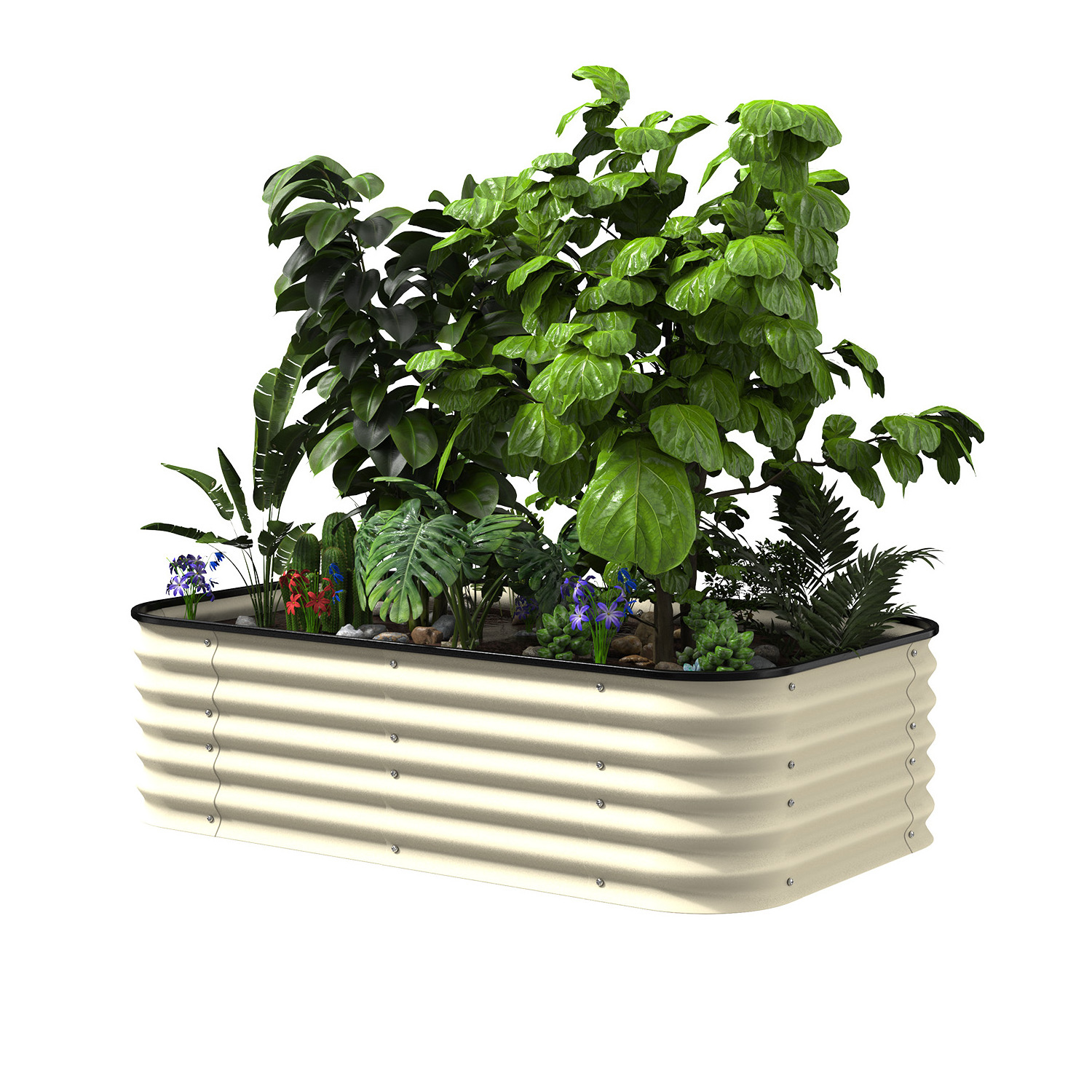 Varisized Round Large Stock Tank Herb Box Planter Planter Garden Boxes Kit For Tomato Flowers Fruits Herbs Round