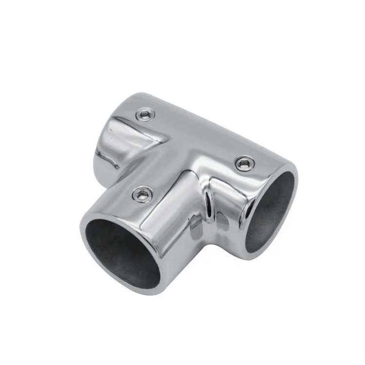 3 Ways Pipe Fittings Marine 316 Stainless Steel Flat Handrail Corner Elbow Tee Rail Connector Split For Pipe