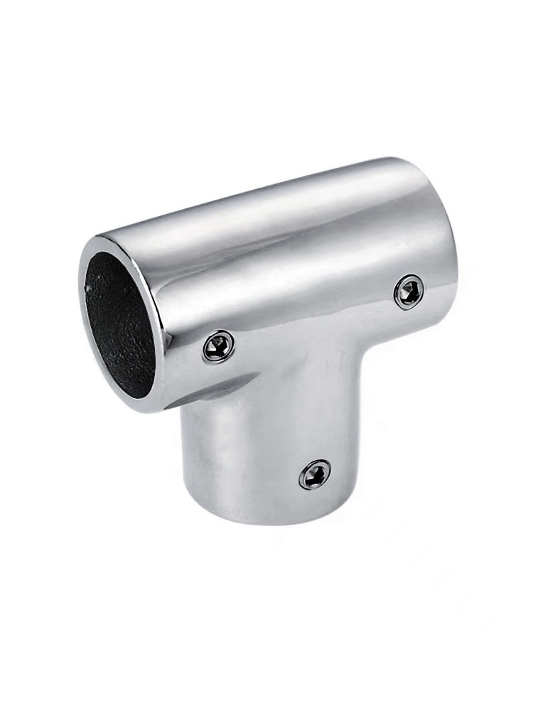 3 Ways Pipe Fittings Marine 316 Stainless Steel Flat Handrail Corner Elbow Tee Rail Connector Split For Pipe