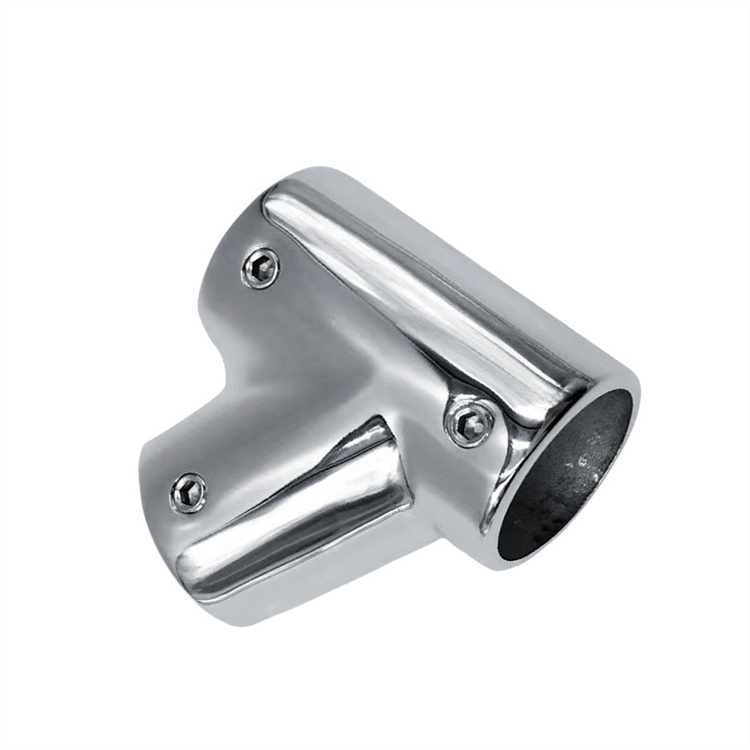 Marine Hardware Handrail 316 Stainless Steel Ship Deck Left Tee Rail Brackets Connector