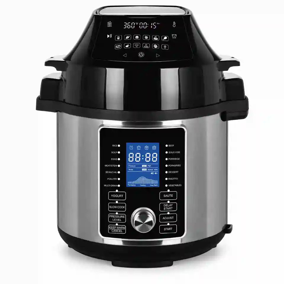 Multifunction Air Fryer Pressure Cooker 2 in 1 Stainless LCD display smart Touch Control