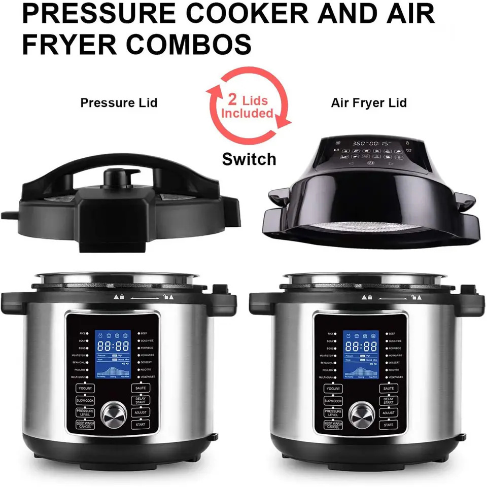 Multifunction Air Fryer Pressure Cooker 2 in 1 Stainless LCD display smart Touch Control