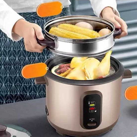 3L Portable Kitchen Appliance Non Stick Electric Crock Pot Rice Cooker Multi Cooker Steamer Cooking Plastic 500W Drum Shape /