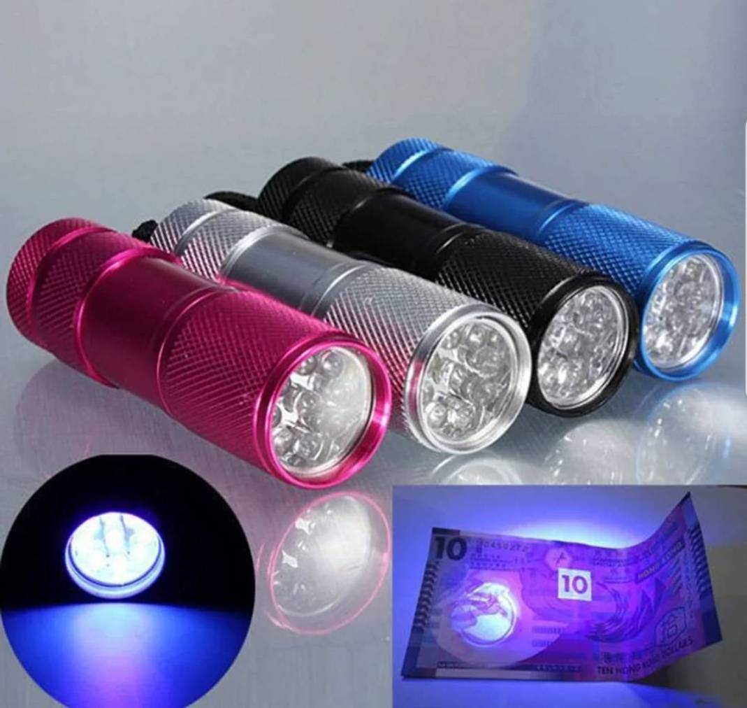 Mini UV ULTRA VIOLET 9 LED Flashlight Torch Light Waterproof Aluminum Lamp Outdoor Portable Tactical Lighting Tool UV Lamp