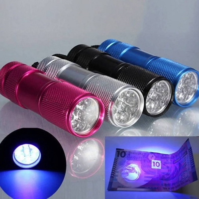 Mini UV ULTRA VIOLET 9 LED Flashlight Torch Light Waterproof Aluminum Lamp Outdoor Portable Tactical Lighting Tool UV Lamp