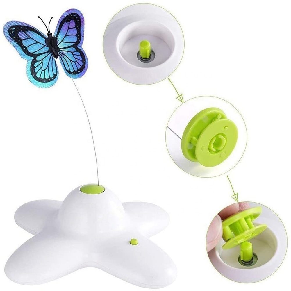 Automatic Cat Toy 360 Degree Rotating Motion Butterfly Funny Cat play Toys Pet Interactive Flutter Bug Puppy Flashing dog's Toy