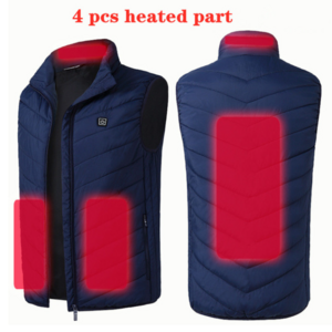 4 / 9 Places Heated Jacket Vest Men Women USB Thermal Clothing Hunting Heating Vest Winter Blue S-6XL