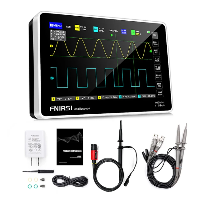 FNIRSI 1013D 7 Inch Digital Tablet Oscilloscope Dual Channel 100M Bandwidth 1GS Sampling Rate Portable Mini Tablet Oscilloscope