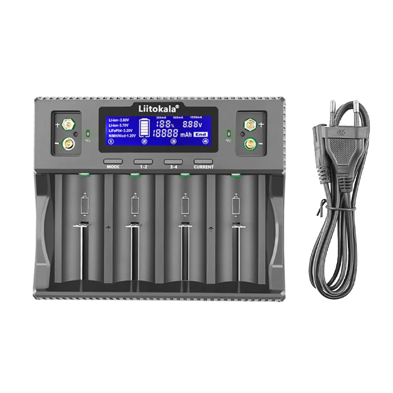 LiitoKala Lii-D4XL Smart LCD Battery Charger for D 26650 18650 21700 22650 32700 AA AAA C SC 3.7V 1.2V 9V Lithium NiMH Batteries