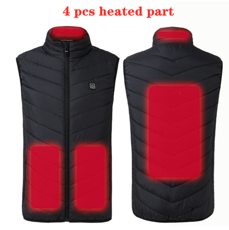 4 / 9 Places Heated Jacket Vest Men Women USB Thermal Clothing Hunting Heating Vest Winter Blue S-6XL