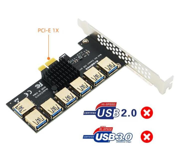 mini pcie to pcie adapte Gold PCI Express Multiplier Riser PCIE 1 to 7 PCI USB Adapter Extender PCI-e Riser For PC Graphics Card