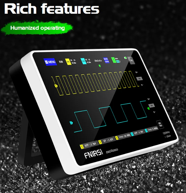 FNIRSI 1013D 7 Inch Digital Tablet Oscilloscope Dual Channel 100M Bandwidth 1GS Sampling Rate Portable Mini Tablet Oscilloscope