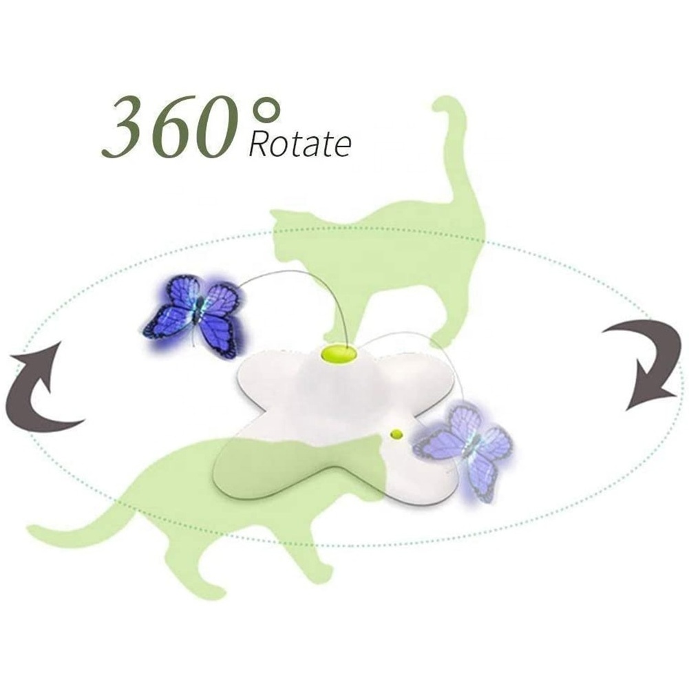 Automatic Cat Toy 360 Degree Rotating Motion Butterfly Funny Cat play Toys Pet Interactive Flutter Bug Puppy Flashing dog's Toy