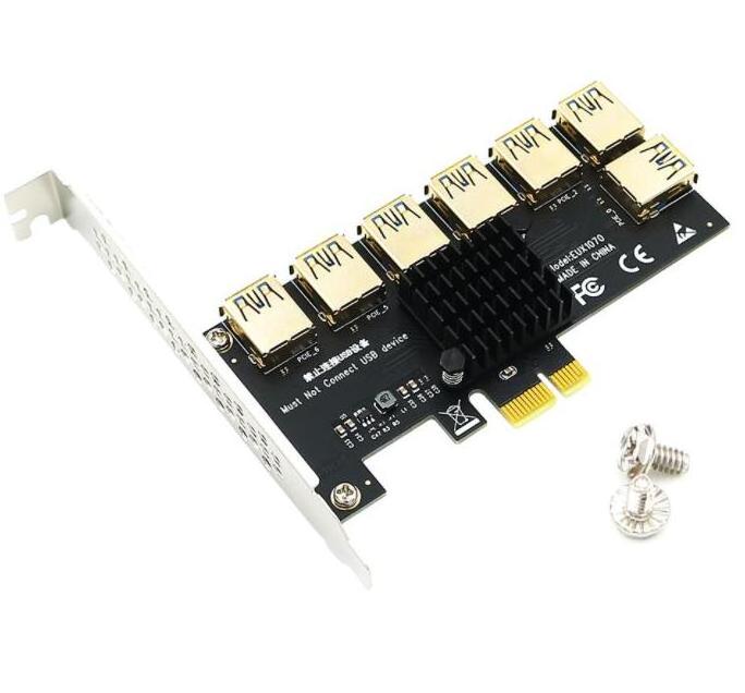 mini pcie to pcie adapte Gold PCI Express Multiplier Riser PCIE 1 to 7 PCI USB Adapter Extender PCI-e Riser For PC Graphics Card