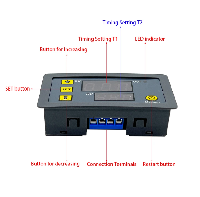 AC 110V 220V DC 12V 24V Digital Time Delay Relay LED Display Cycle Timer Control Adjustable Timer Relay Time 12v Delay Switch