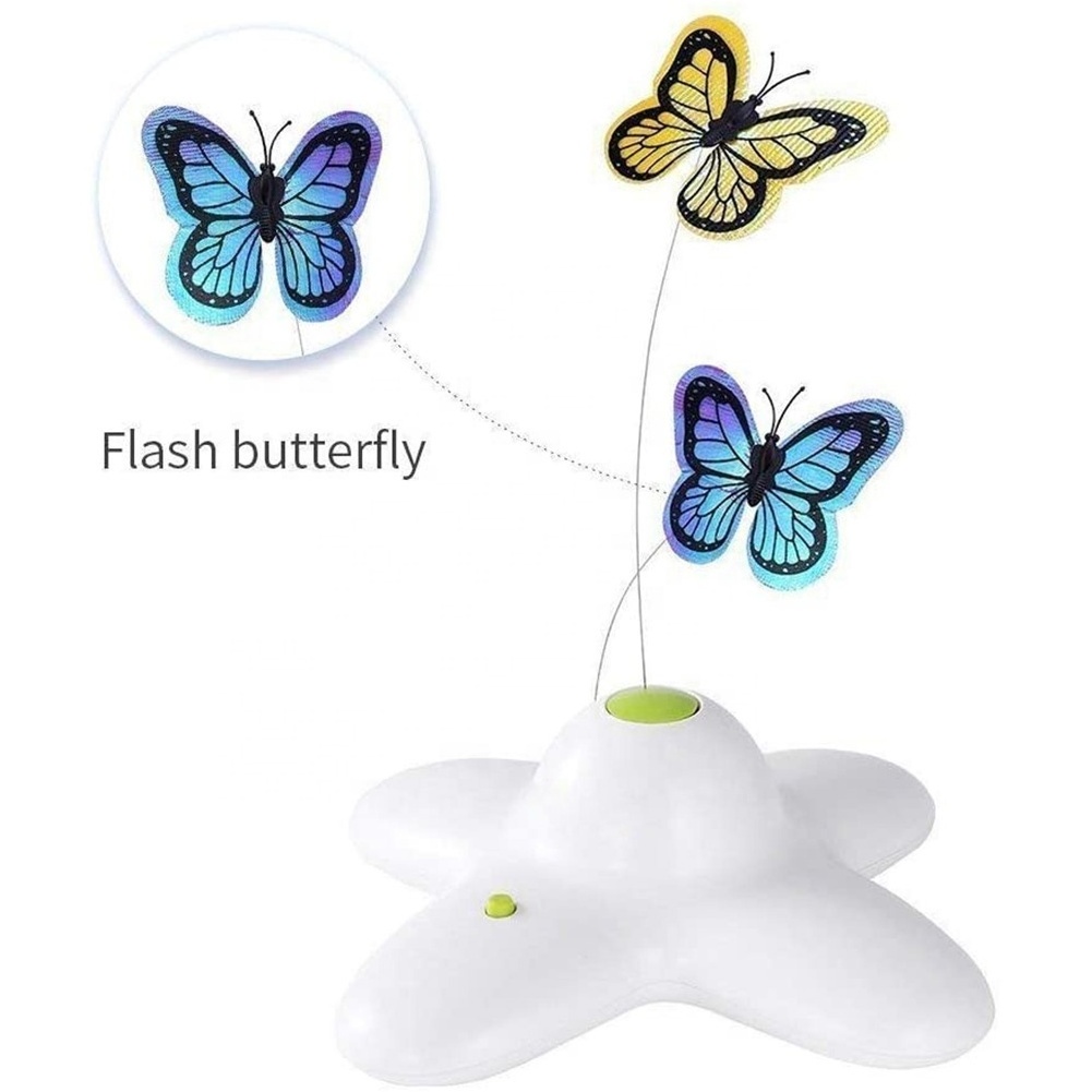 Automatic Cat Toy 360 Degree Rotating Motion Butterfly Funny Cat play Toys Pet Interactive Flutter Bug Puppy Flashing dog's Toy