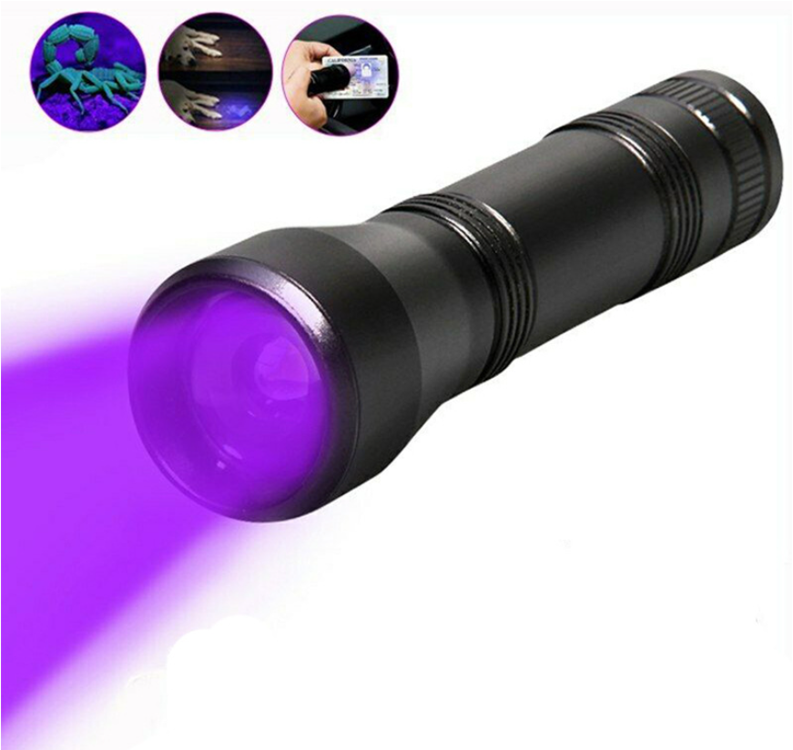 Flashlight LED Purple Light LED UV 18650 Ultraviolet Small Fluorescent Telescopic Zoom