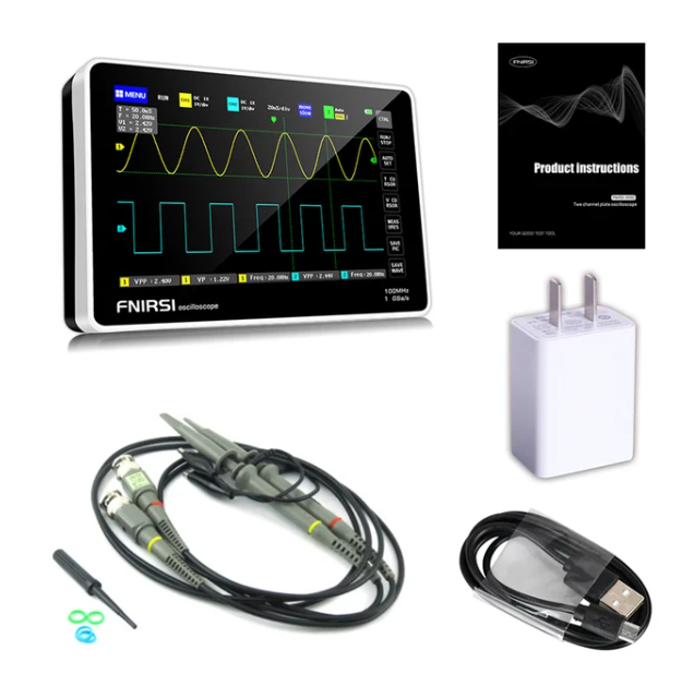 FNIRSI 1013D 7 Inch Digital Tablet Oscilloscope Dual Channel 100M Bandwidth 1GS Sampling Rate Portable Mini Tablet Oscilloscope