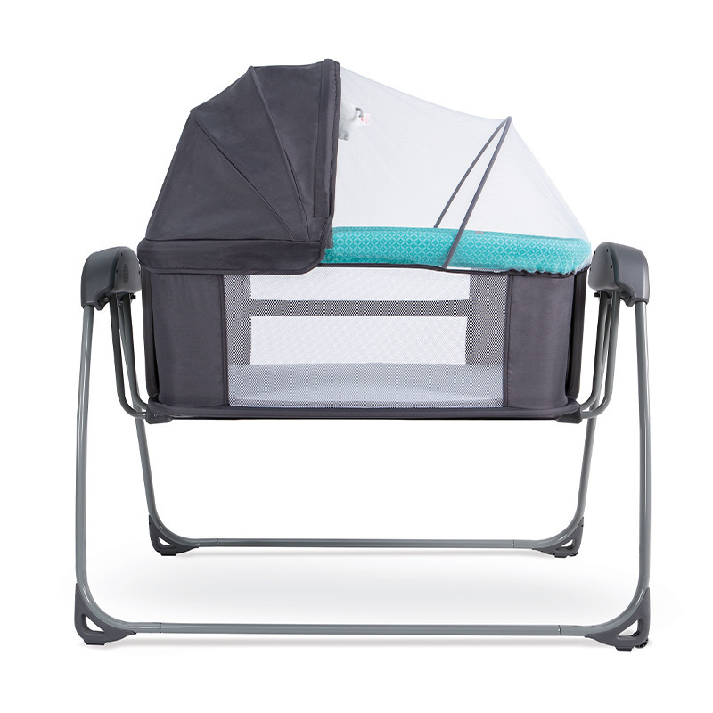 Breathable Mesh Baby Bedside Bassinet with Swing Function