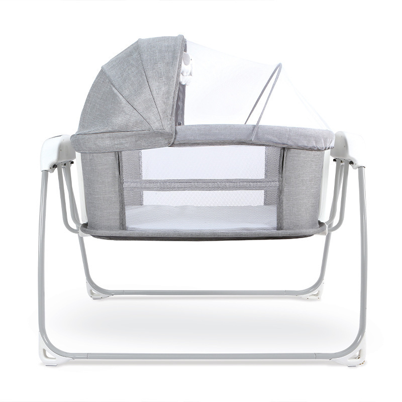 Breathable Mesh Baby Bedside Bassinet with Swing Function