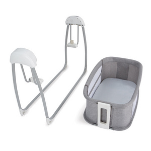 Breathable Mesh Baby Bedside Bassinet with Swing Function