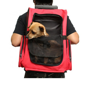 Wholesale Custom Backpack Pull Rod Large Capacity Portable Breathable Mesh Travel Durable Pet Dog carrier bag