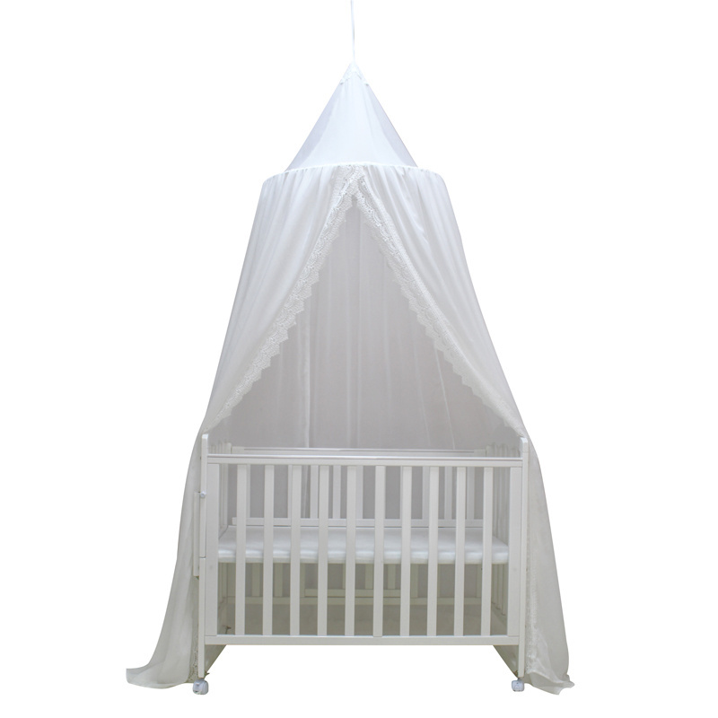 Kids Mosquito Net White Pink Chiffon Lace Trim Insect-Proof Mosquito-Proof Curtains Knitted Technique Baby Bed Canopy