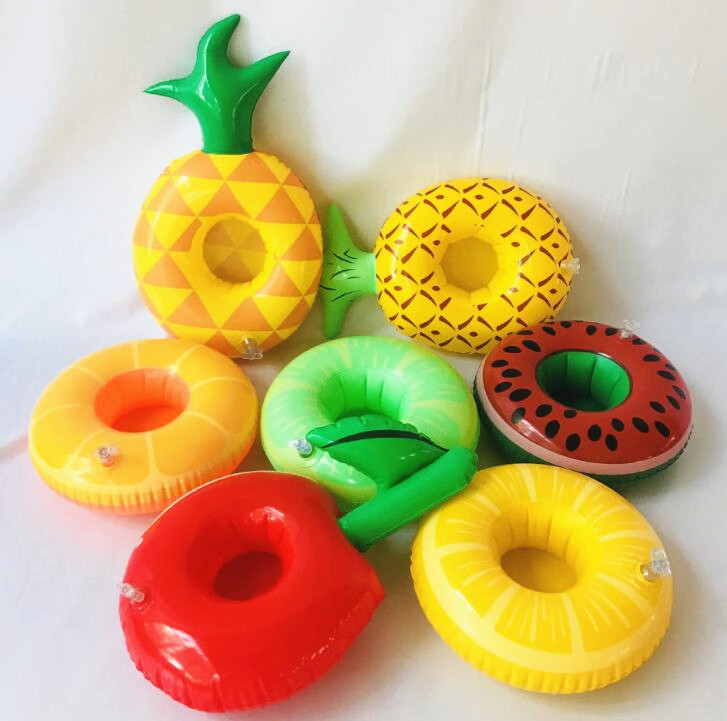 Small Cute  Plastic  Floating Cup Holder Pineapple Watermelon Flamingo Iation Drink Holder